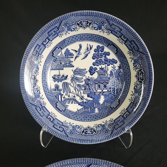 Lot 2 Churchill Blue Willow 8" Soup Salad Bowl Made In England Dinnerware EUC - Picture 2 of 5